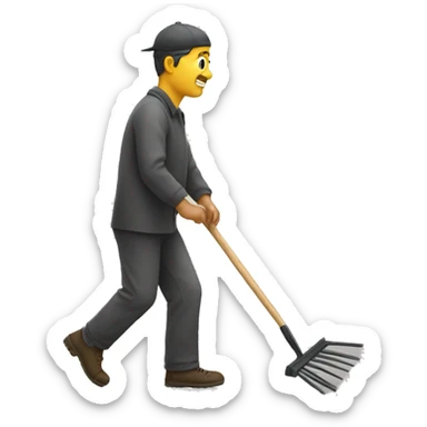 walking man with rake sticker