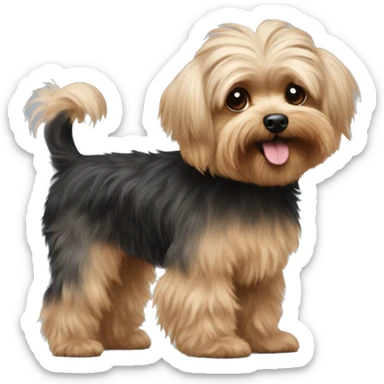 Yorkie poodle mixed dog very fluffy sticker