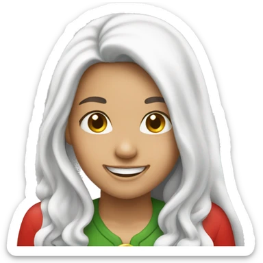smiling girl with long hair Santa het sticker