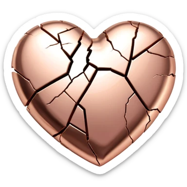 Rose gold heart with a cracked broken design sticker