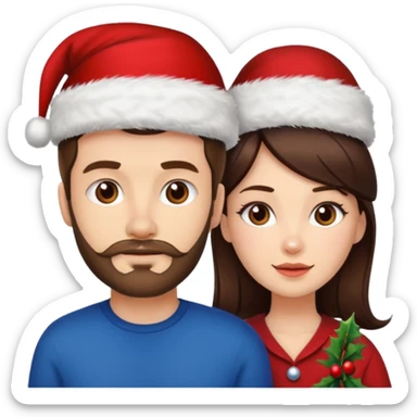 SCOTTISH MAN WITH STUBBLE AND BRUNETTE WOMAN WITH XMAS HAT sticker