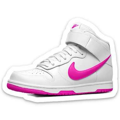white nike shoe with hot pink nike swoop sticker