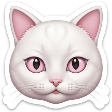 cute white cat with makeup on its face and a little bit of light pink sticker