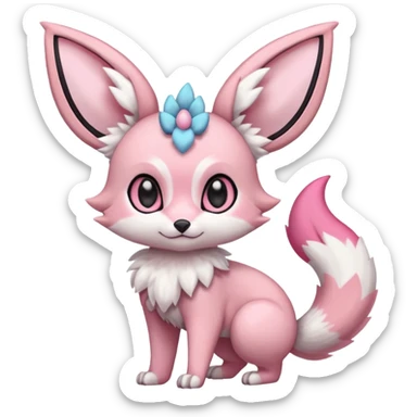 Pastel white rose-pink Sylveon-Umbreon-Genet-Noivern-Civet-Hybrid (Full body) sticker