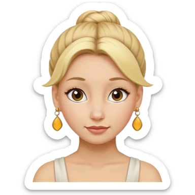 blonde woman with bun hair and earrings sticker