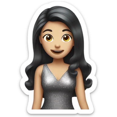 White dark haired female with sparkly dress sticking her tongue out sticker