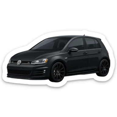 a picture of a full black VW Golf GT Edition TDI MK7 2016 with black rims and tinted windowson an angle sticker