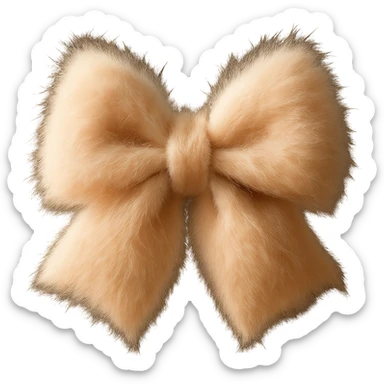 Edit the image to depict a fluffy bow with realistic texture and gentle lighting. Remove the background completely. Use a realistic style with soft, natural lighting to emphasize the fluffiness and texture of the bow. sticker