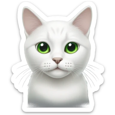 white cat with green eyes and black nose sticker