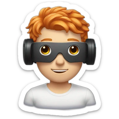 Ginger boy wearing a vr headset sticker