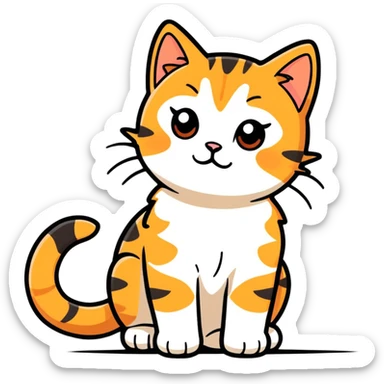 Predominantly white kitten with ginger and black patches  sticker