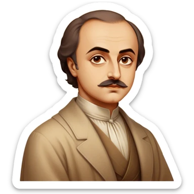 Cinematic Realistic Khalil Gibran Portrait Emoji, depicted as a poetic visionary with gentle thoughtful eyes in classic attire, rendered with soft textures and warm ethereal lighting that captures his literary spirit. sticker
