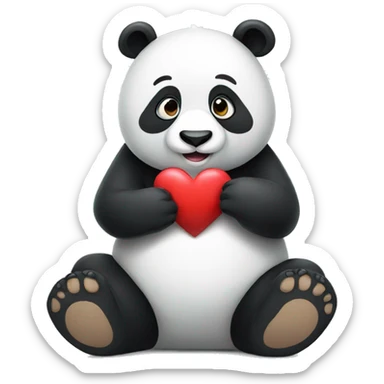 Panda holding a heart sticker