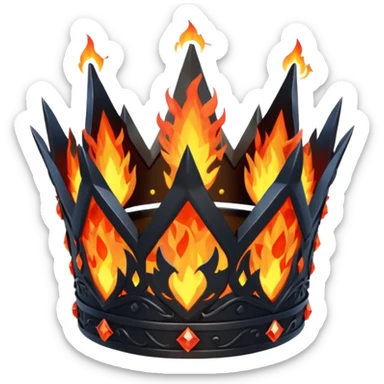 fantasy magic crown of fire and ash low poly sticker