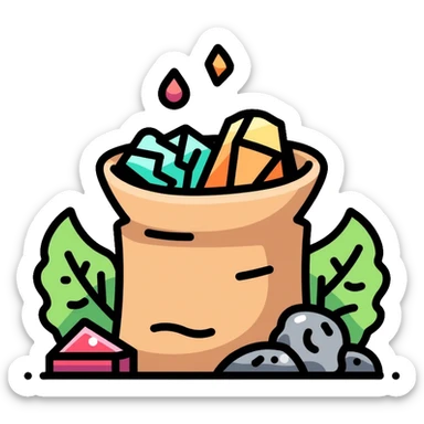 bag of mineral fertilizer with mineral symbols sticker