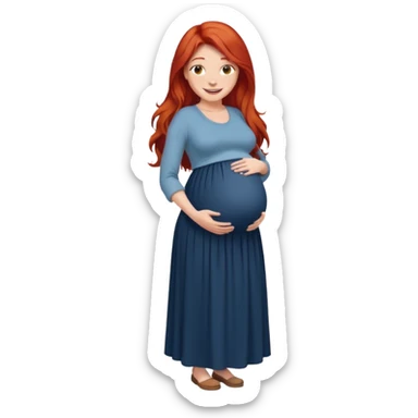 Make a strong women with long red hair, pregnant with maxi skirt, pretty  sticker