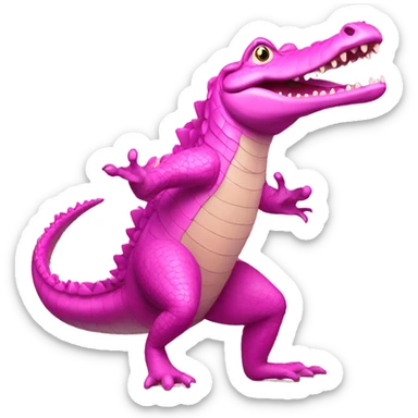 a crocodile dancing like a classic dancer in pink tutù sticker