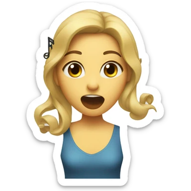 a girl singing with music notes coming out of her mouth sticker