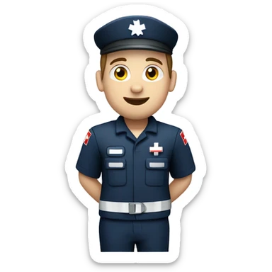 paramedic with a medic bag. White skin, navy uniform, looks like a queensland ambulance service paramedic sticker