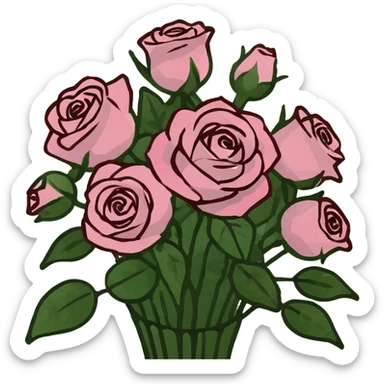 pink rose bouquet  sticker