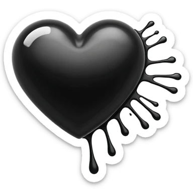 black ink heart emoji with ink streaks, isolated on white background sticker