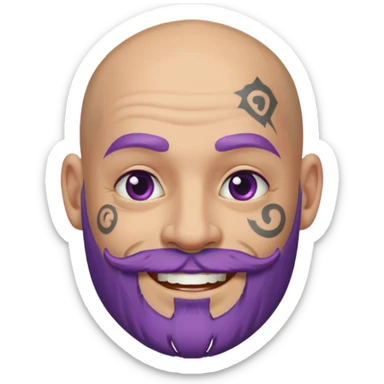 bald purple bearded man with face tattoo sticker