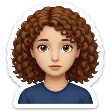 Keep the girl’s face the same, but change her eye color to brown. Make her hair slightly curly from the roots with less volume. sticker