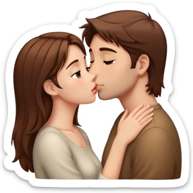 Girl with brown hair kissing tall guy with brown hair  sticker