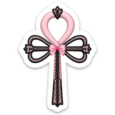 pastle pink ankh with black lace and bows sticker