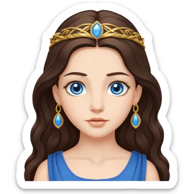 greek goddess long brunette hair blue eyes sticker