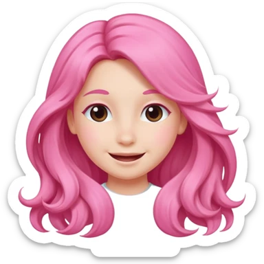 pink girl happy face sticker