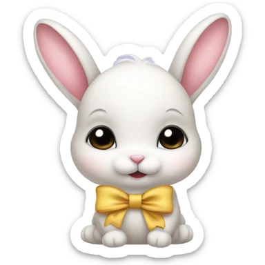 Baby bunny with coquette bow on ear sticker
