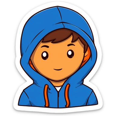 Boy with Brown, Hair and Blue Hood￼Y sticker