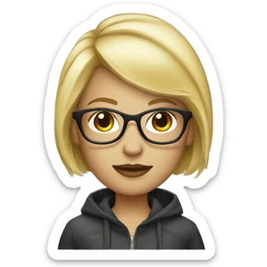 blonde designer with glasses and short blonde hair sticker