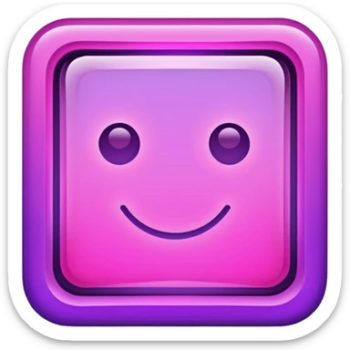 A glowing neon square in shades of purple and pink, transparent background sticker