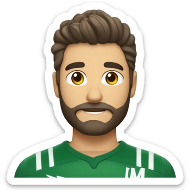 Um homem moreno de estatura alta, com cabelo repartido de lado, barba rala por fazer, magro e atlético com postura de vencedor e mentor de sucesso.  sticker