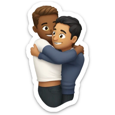  gay couple hug cat sticker