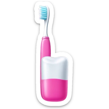 Pink toothbrush and toothpaste  sticker
