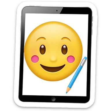 emoji drawing on tablet sticker