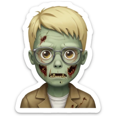 Zombie boy blonde with glasses pfp sticker