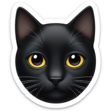 Black cat with one white stripe in the center of his face on his nose sticker