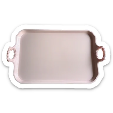 Light pink glass serving tray with handles, shabby chic style sticker