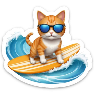 cat with sunglasses surfing a wave sticker