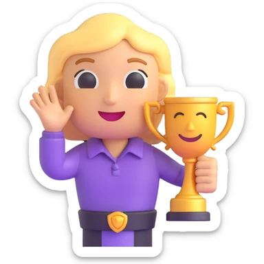 and emoji of emoji holding a trophy sticker