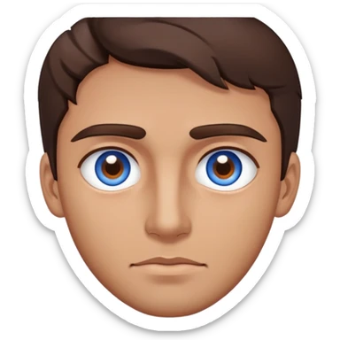 Man IOS, Blue eyes, heterochromia, brown hair, dark stare sticker