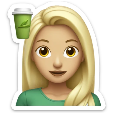 Blonde Women with a Matcha Cup sticker
