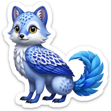 Arctic-Fox-Snow-Leopard-Blue-Tang-Fish-Hyacinth-Macaw-fusion-hybrid-animal-creature, full body sticker