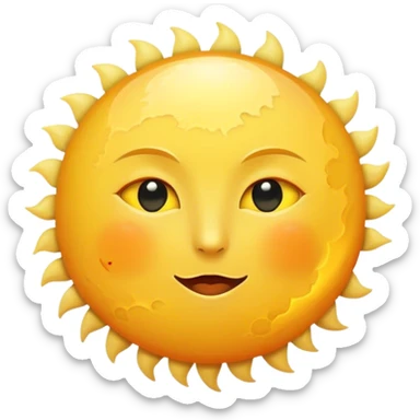 big sun with small tiny yellow moon moon beside it  sticker