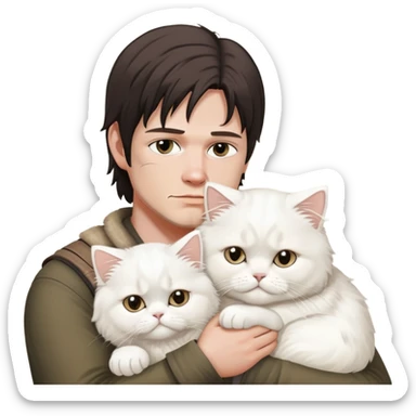 Daryl dixon snuggling white Persian cat  sticker