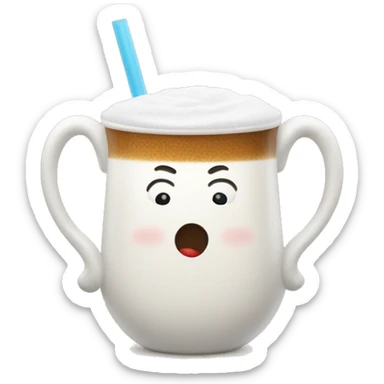 An emoji of a traditional Turkish ayran cup, with a frothy top and a straw sticker